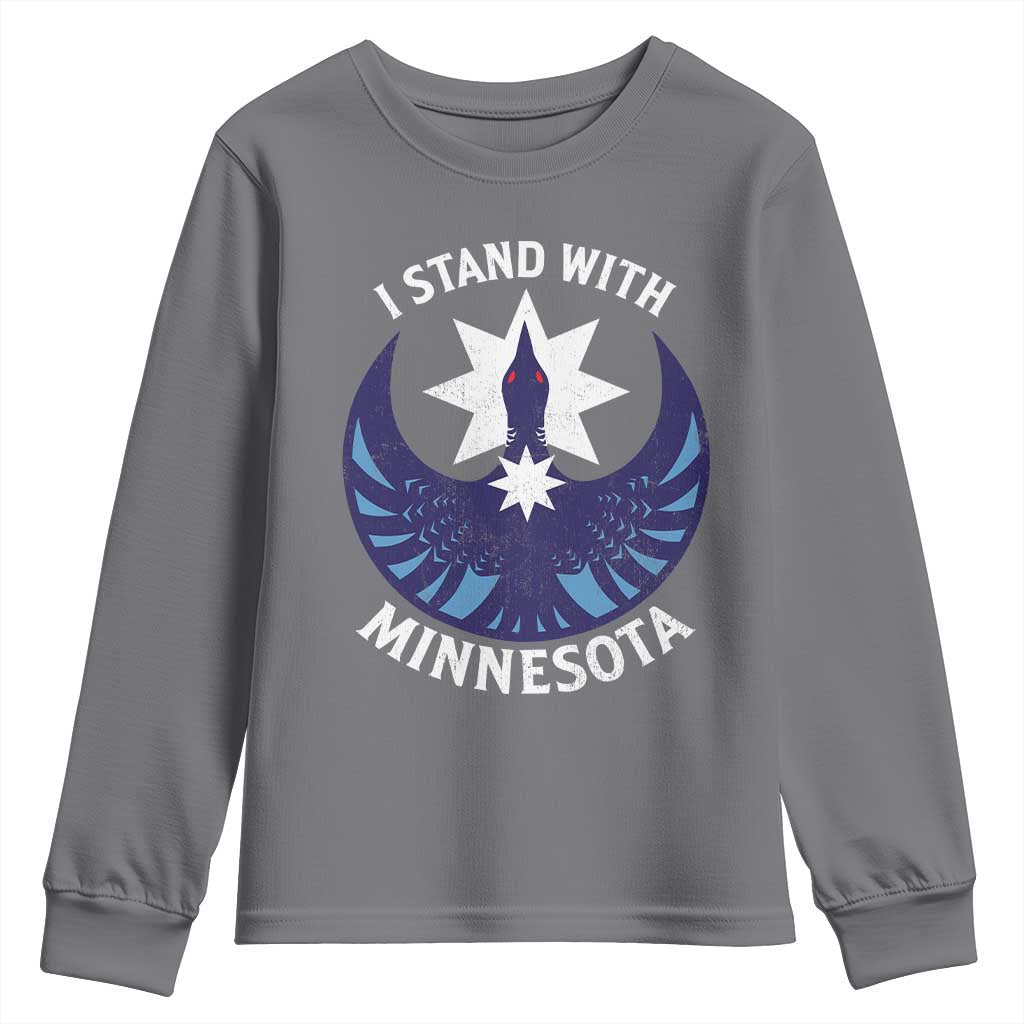 I Stand With Minnesota Youth Sweatshirt Rebel Common Loon Minnesota Protest TS11 Charcoal Print Your Wear
