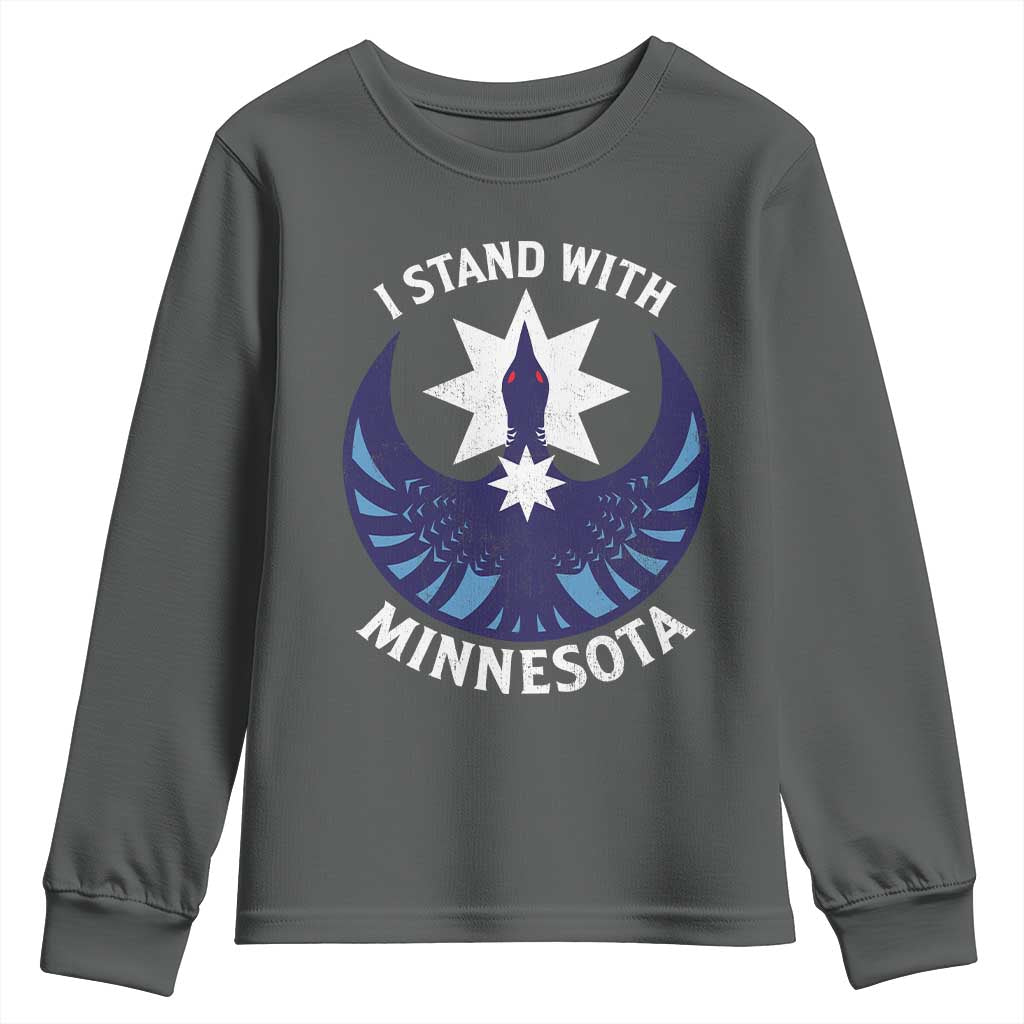 I Stand With Minnesota Youth Sweatshirt Rebel Common Loon Minnesota Protest TS11 Dark Heather Print Your Wear