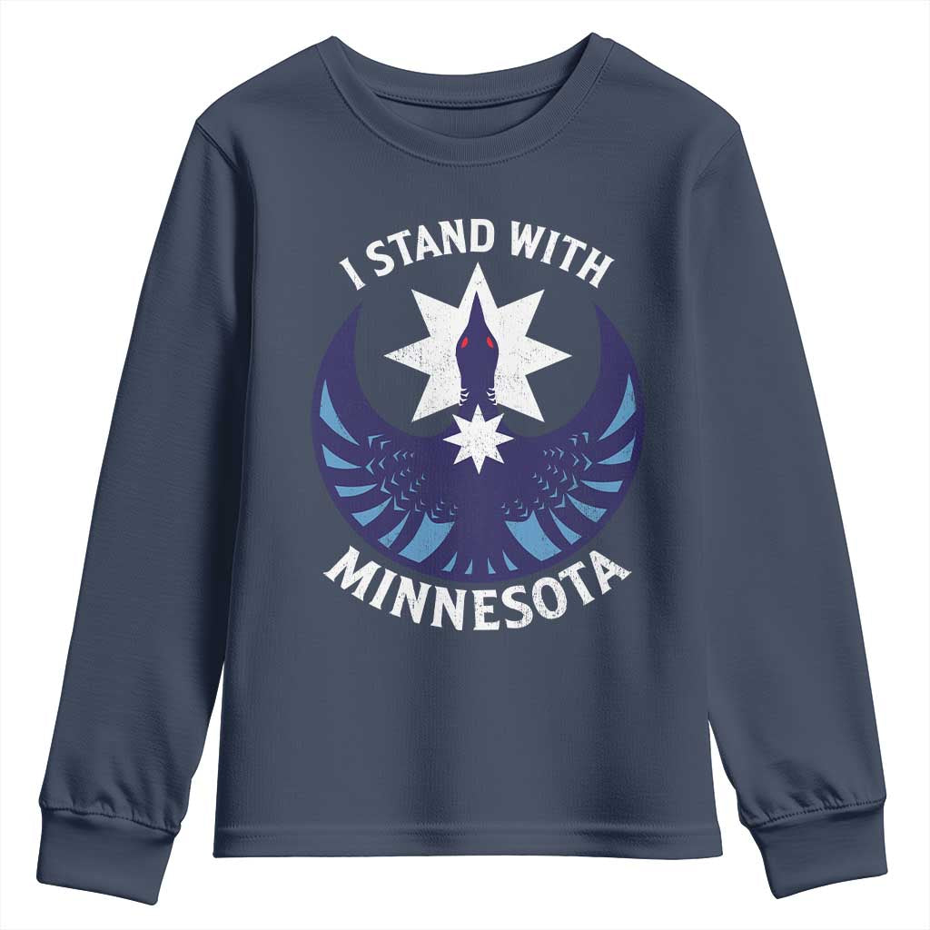 I Stand With Minnesota Youth Sweatshirt Rebel Common Loon Minnesota Protest TS11 Navy Print Your Wear
