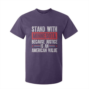 Stand With Minnesota Because Justice Is An American Value T Shirt For Kid Political Statement TS11 Purple Print Your Wear
