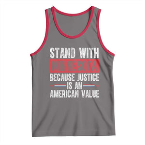 Stand With Minnesota Because Justice Is An American Value Tank Top Political Statement TS11 Deep Heather Red Print Your Wear