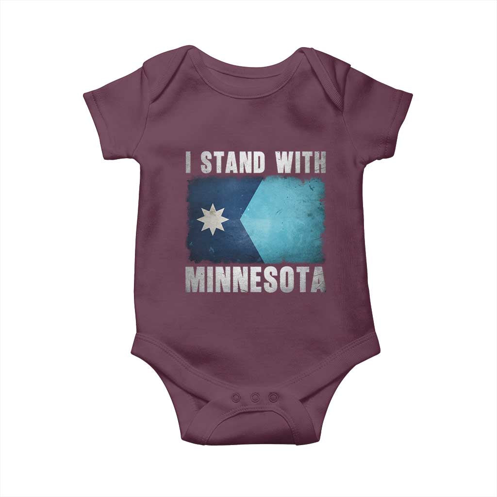 I Stand With Minnesota Baby Onesie MN State Support Political Protest TS11 Maroon Print Your Wear