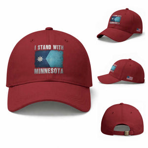 I Stand With Minnesota Baseball Cap MN State Support Political Protest TS11 Baseball Cap Universal Fit Cherry Red Print Your Wear