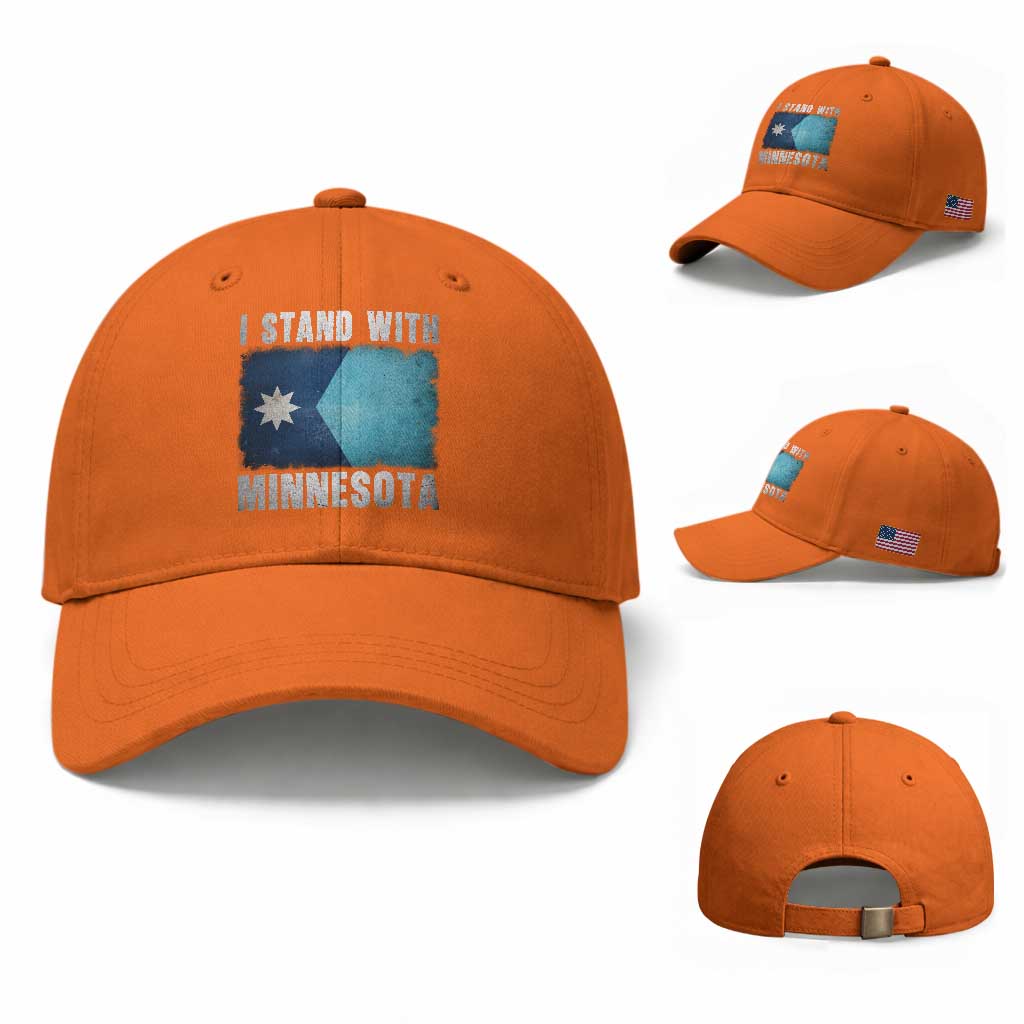 I Stand With Minnesota Baseball Cap MN State Support Political Protest TS11 Baseball Cap Universal Fit Orange Print Your Wear