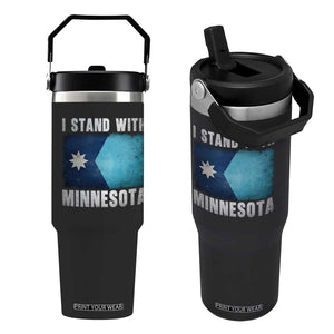 I Stand With Minnesota Flip Straw Tumbler MN State Support Political Protest TS11 One Size: 30 oz Black Print Your Wear
