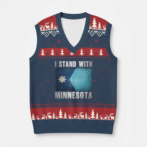 I Stand With Minnesota V-Neck Knit Sweater Vest MN State Support Political Protest TS11 Navy Red Print Your Wear
