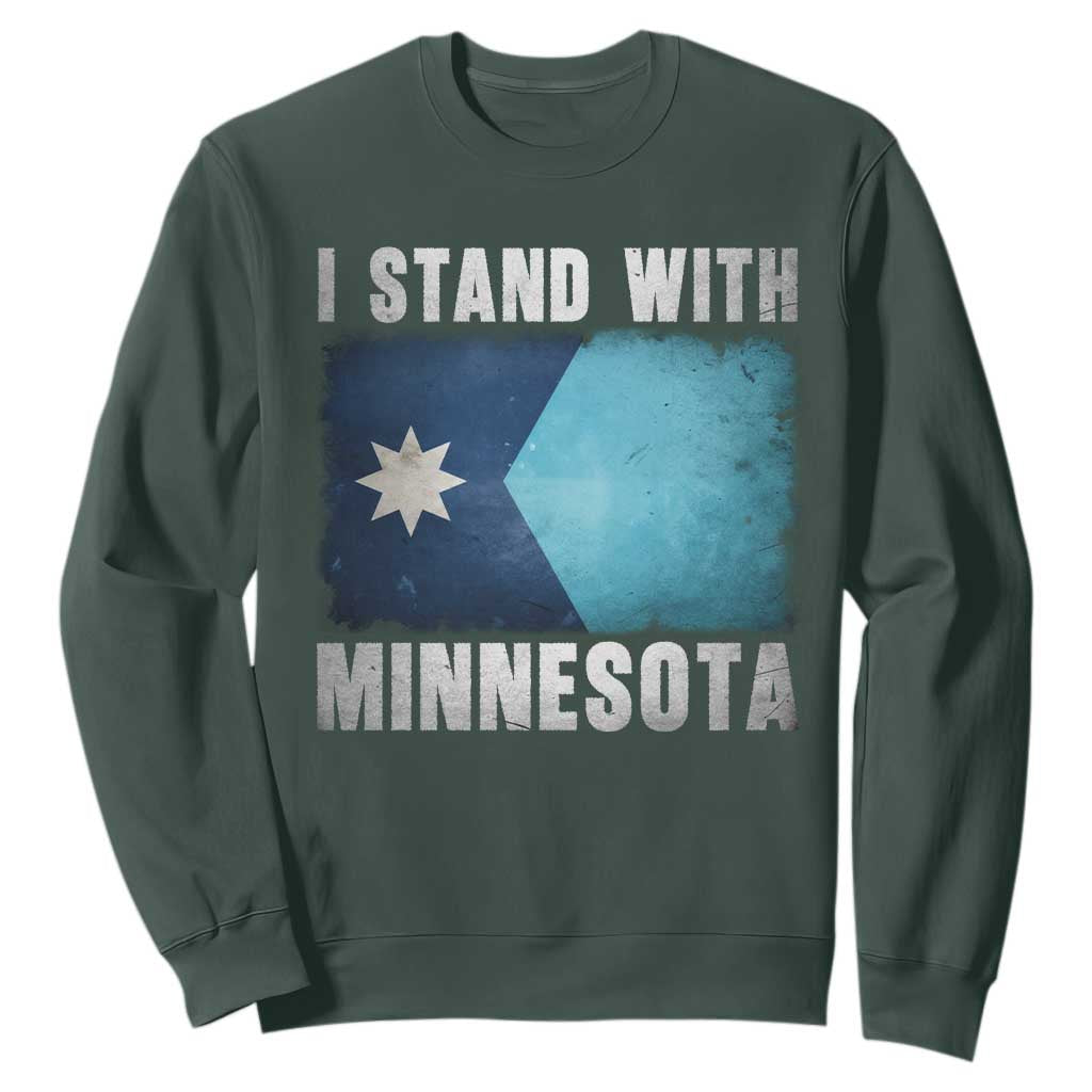I Stand With Minnesota Sweatshirt MN State Support Political Protest TS11 Dark Forest Green Print Your Wear