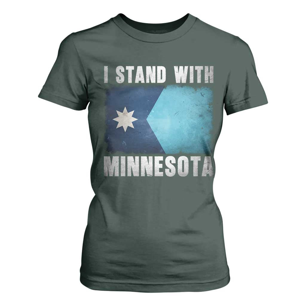 I Stand With Minnesota T Shirt For Women MN State Support Political Protest TS11 Dark Forest Green Print Your Wear