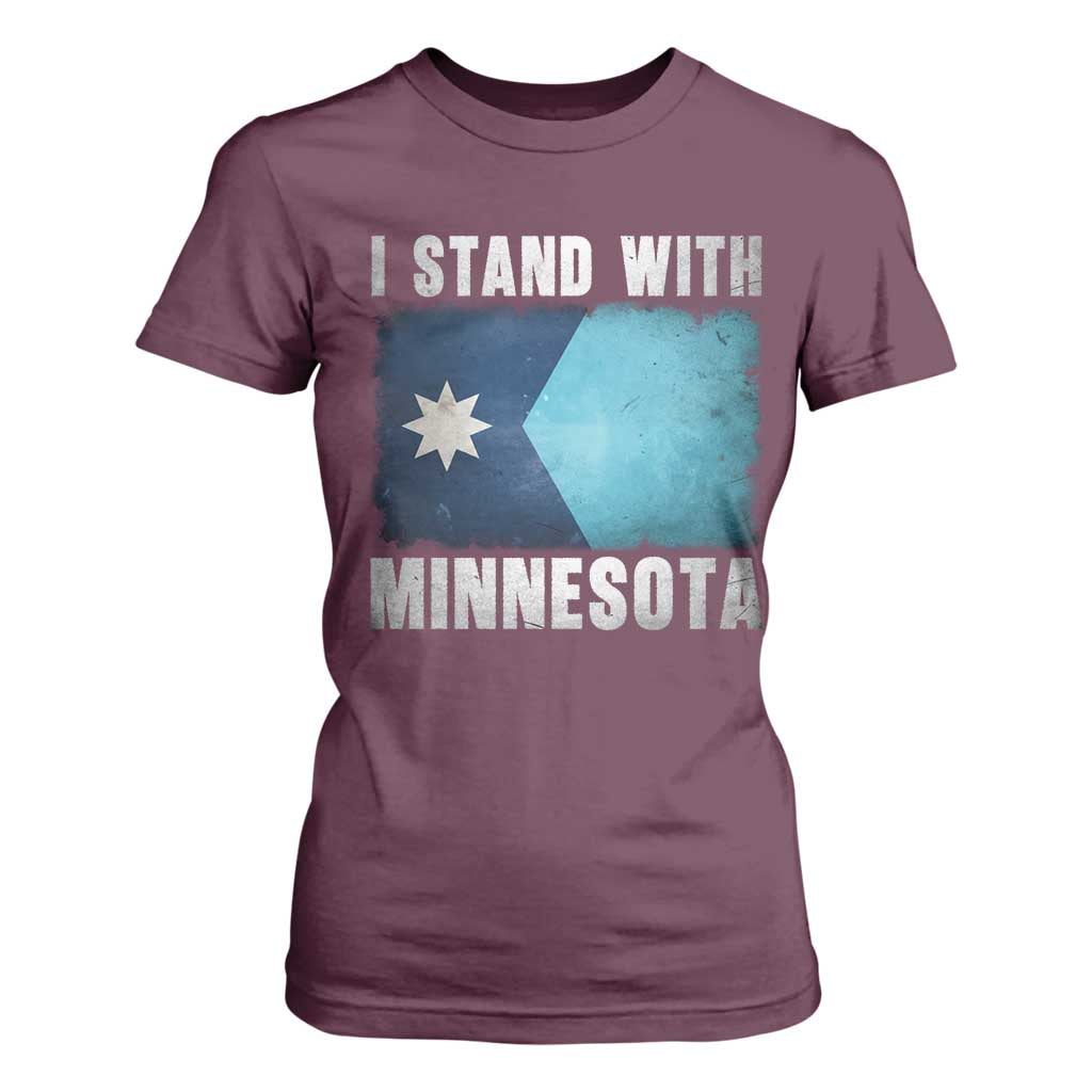 I Stand With Minnesota T Shirt For Women MN State Support Political Protest TS11 Maroon Print Your Wear