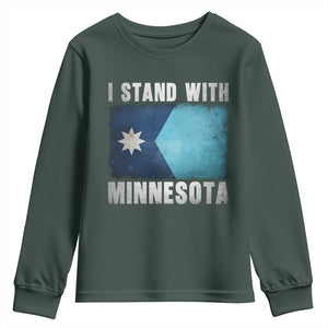 I Stand With Minnesota Youth Sweatshirt MN State Support Political Protest TS11 Dark Forest Green Print Your Wear