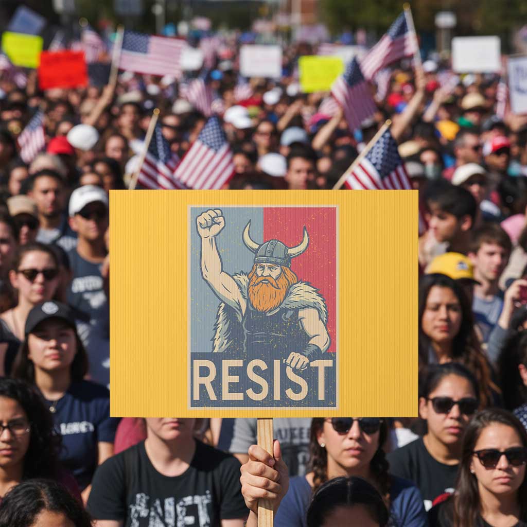 Funny Minneapolis Viking Resist Abolish Ice Protest Protest Sign TS11 Horizontal 18