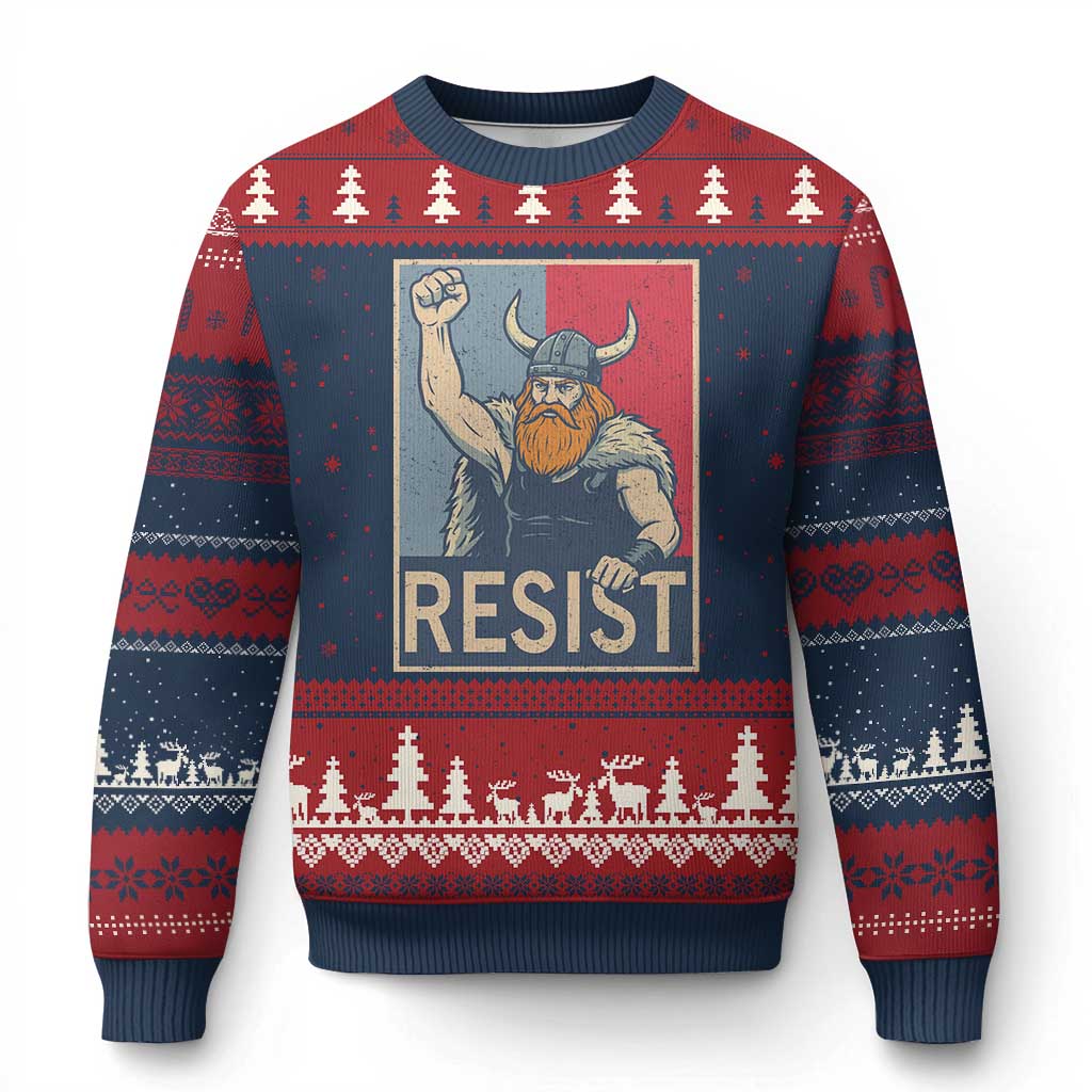 Funny Minneapolis Viking Resist Abolish Ice Protest Ugly Christmas Sweater TS11 Navy Red Print Your Wear