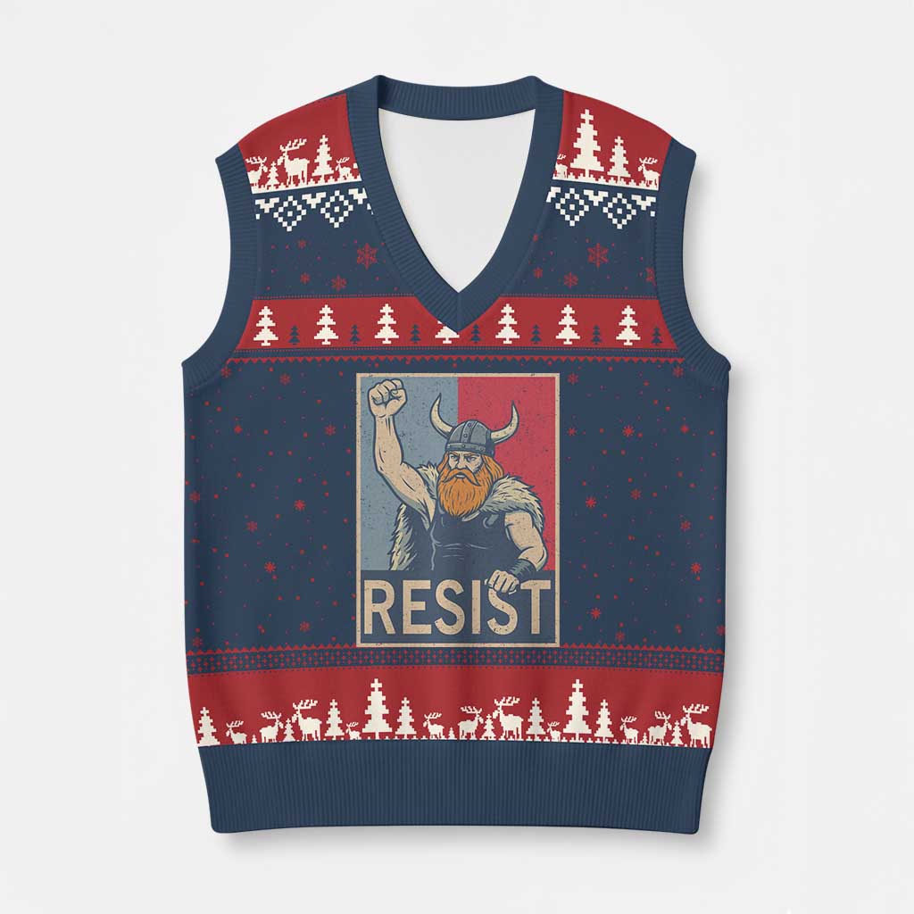 Funny Minneapolis Viking Resist Abolish Ice Protest V-Neck Knit Sweater Vest TS11 Navy Red Print Your Wear