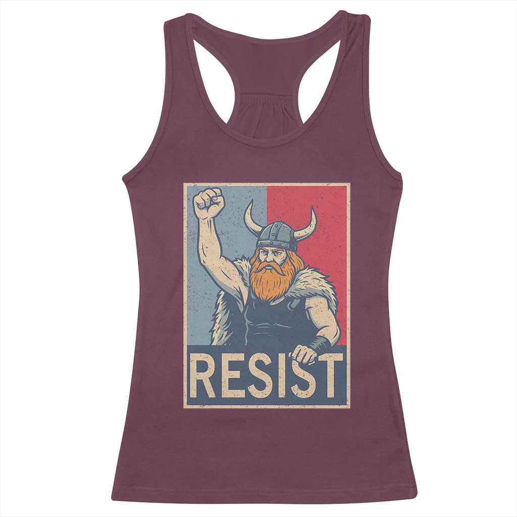 Funny Minneapolis Viking Resist Abolish Ice Protest Racerback Tank Top TS11 Maroon Print Your Wear