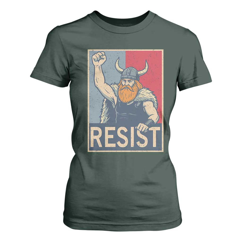 Funny Minneapolis Viking Resist Abolish Ice Protest T Shirt For Women TS11 Dark Forest Green Print Your Wear