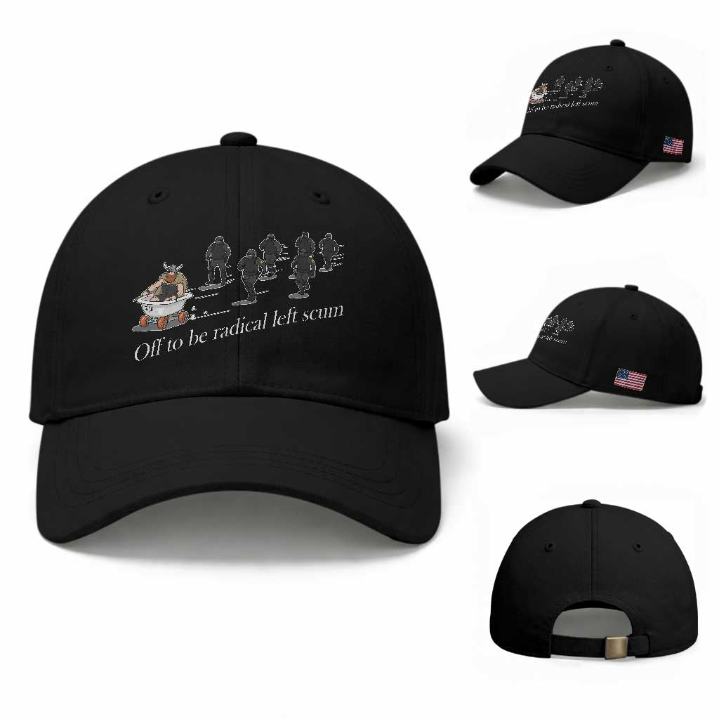 Off To Be Radical Left Scum Baseball Cap Funny Minneapolis Escape Viking Abolish Ice TS11 Baseball Cap Universal Fit Black Print Your Wear