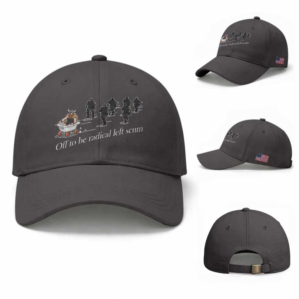 Off To Be Radical Left Scum Baseball Cap Funny Minneapolis Escape Viking Abolish Ice TS11 Baseball Cap Universal Fit Dark Gray Print Your Wear