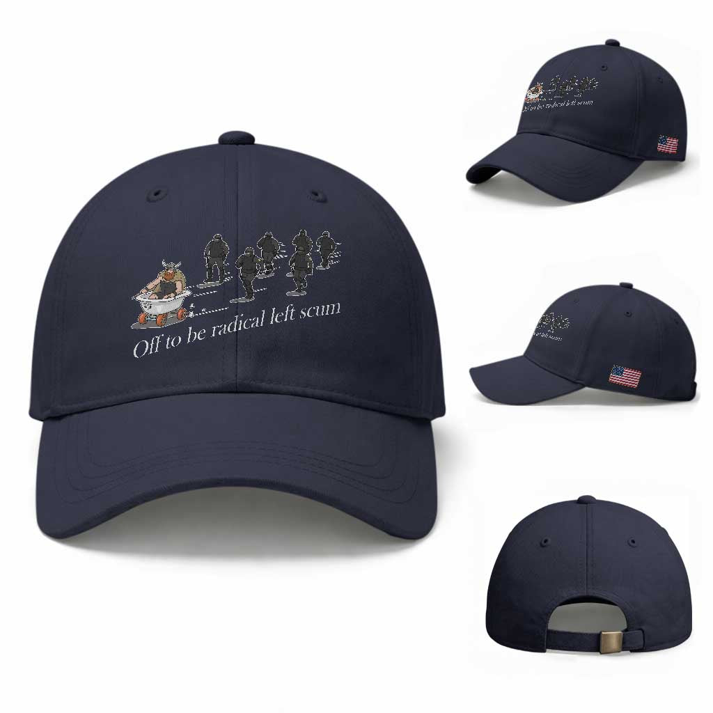 Off To Be Radical Left Scum Baseball Cap Funny Minneapolis Escape Viking Abolish Ice TS11 Baseball Cap Universal Fit Navy Print Your Wear