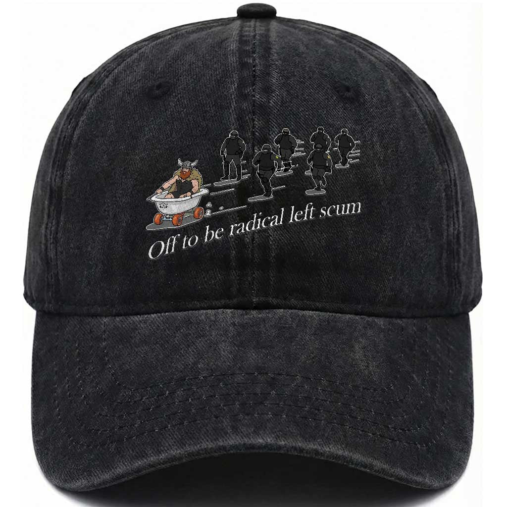 Off To Be Radical Left Scum Washed Cotton Baseball Cap Funny Minneapolis Escape Viking Abolish Ice TS11 Print Your Wear
