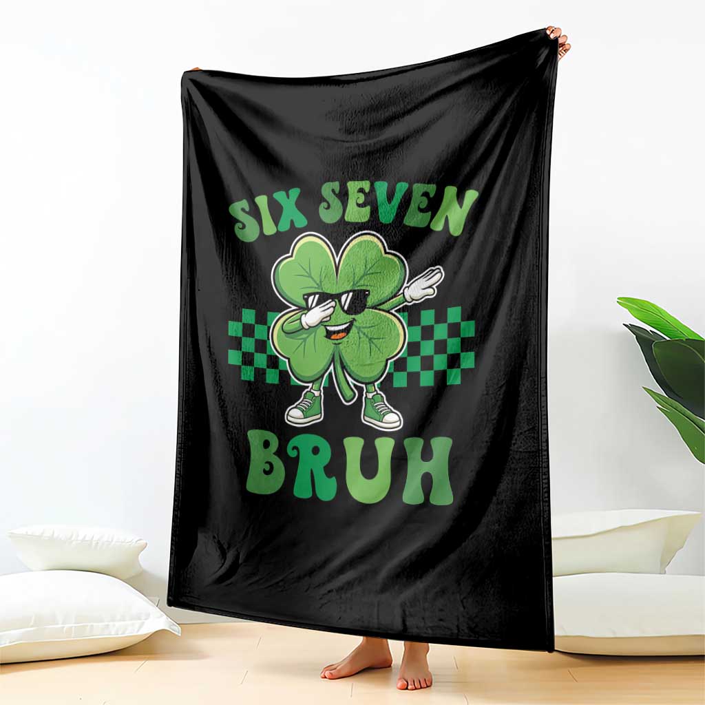 Funny 67 St Patricks Day Throw Blanket Six Seven Bruh Dabbing Shamrock TS11 Print Your Wear