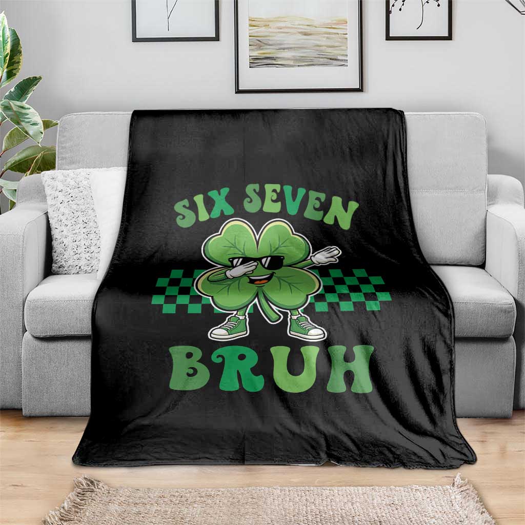 Funny 67 St Patricks Day Throw Blanket Six Seven Bruh Dabbing Shamrock TS11 Print Your Wear