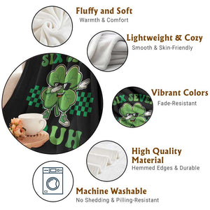 Funny 67 St Patricks Day Throw Blanket Six Seven Bruh Dabbing Shamrock TS11 Print Your Wear