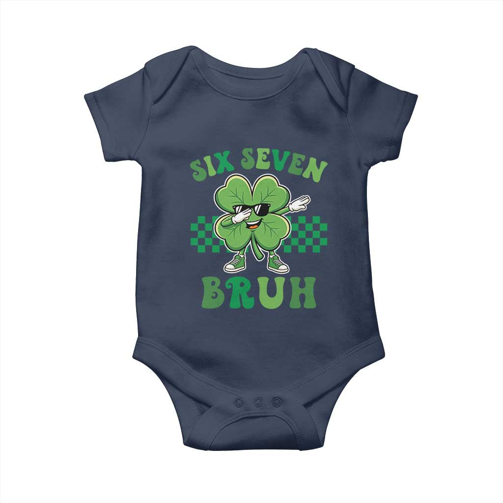 Funny 67 St Patricks Day Baby Onesie Six Seven Bruh Dabbing Shamrock TS11 Navy Print Your Wear