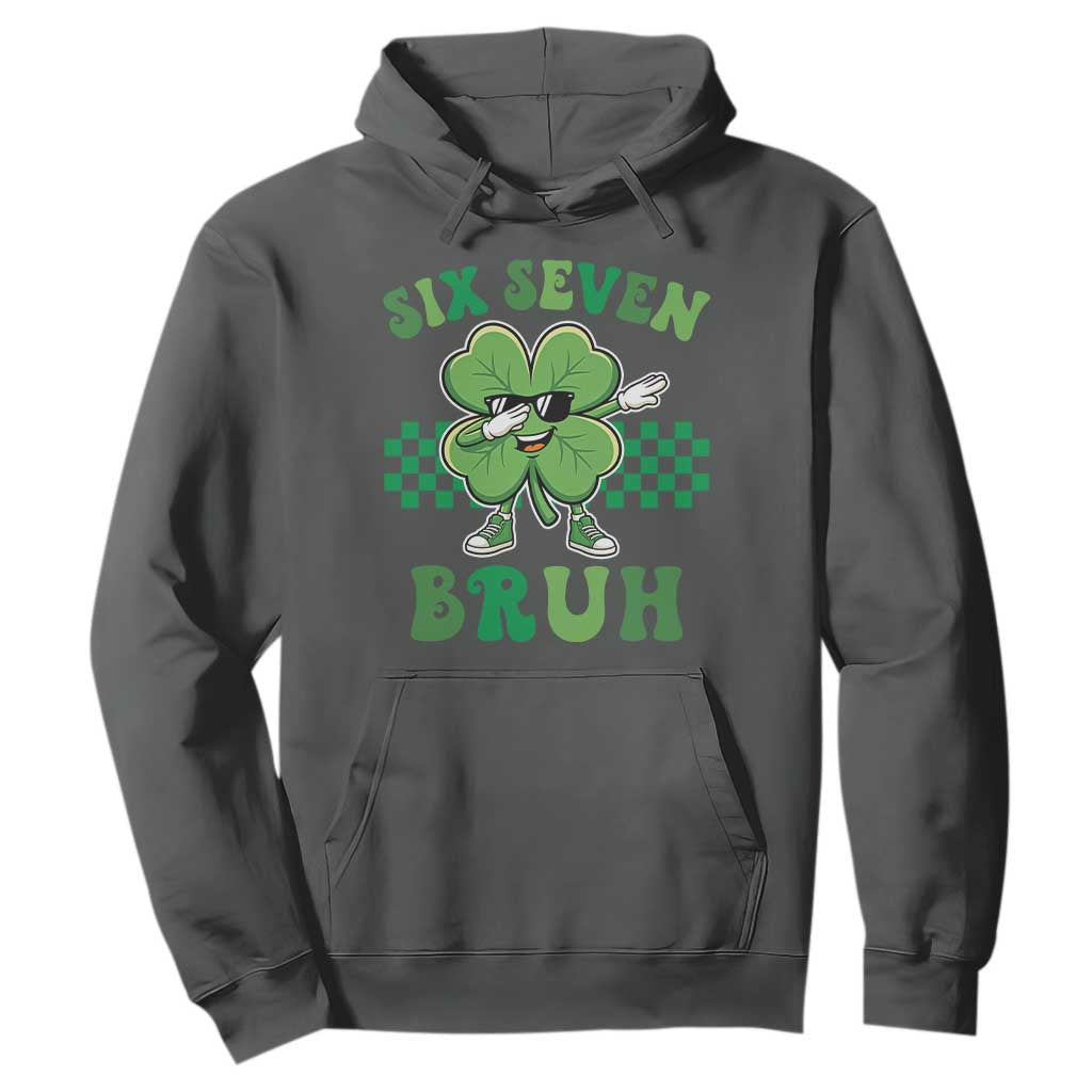 Funny 67 St Patricks Day Hoodie Six Seven Bruh Dabbing Shamrock TS11 Dark Heather Print Your Wear