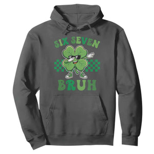 Funny 67 St Patricks Day Hoodie Six Seven Bruh Dabbing Shamrock TS11 Dark Heather Print Your Wear