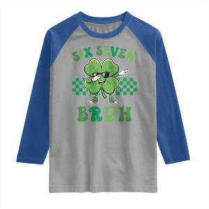 Funny 67 St Patricks Day Raglan Shirt Six Seven Bruh Dabbing Shamrock TS11 Sport Gray Royal Print Your Wear