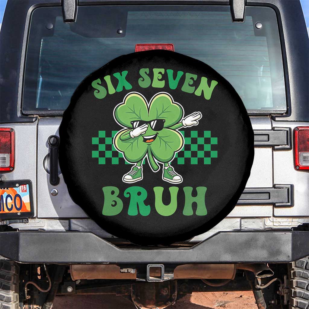 Funny 67 St Patricks Day Spare Tire Cover Six Seven Bruh Dabbing Shamrock TS11 No hole Black Print Your Wear