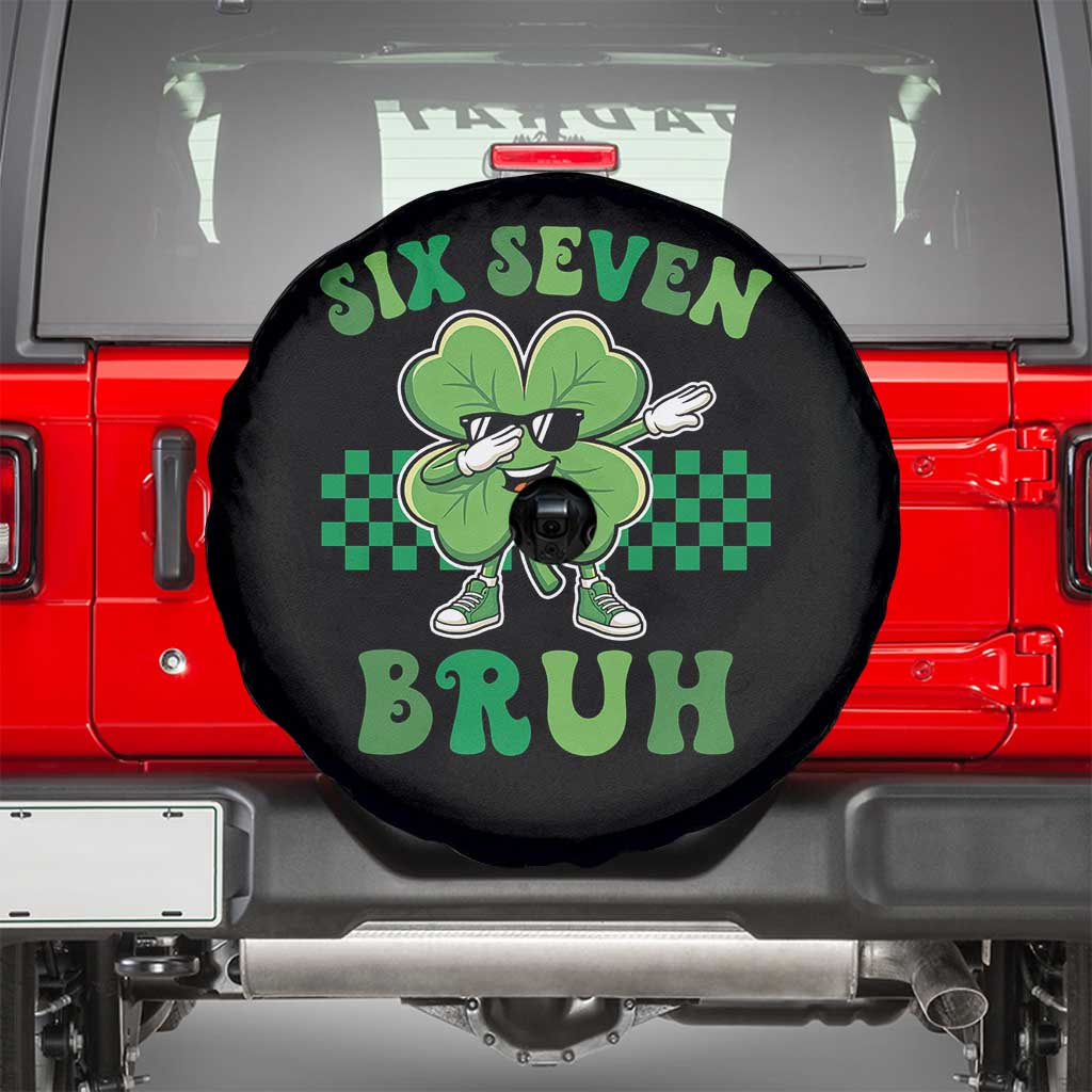 Funny 67 St Patricks Day Spare Tire Cover Six Seven Bruh Dabbing Shamrock TS11 Black Print Your Wear