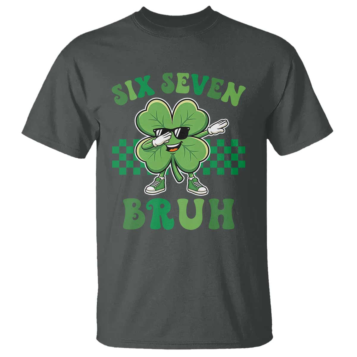 Funny 67 St Patricks Day T Shirt Six Seven Bruh Dabbing Shamrock TS11 Dark Heather Print Your Wear