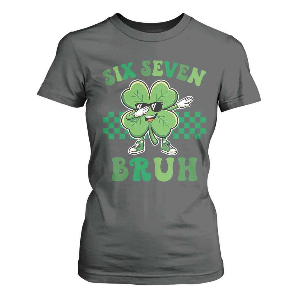 Funny 67 St Patricks Day T Shirt For Women Six Seven Bruh Dabbing Shamrock TS11 Dark Heather Print Your Wear