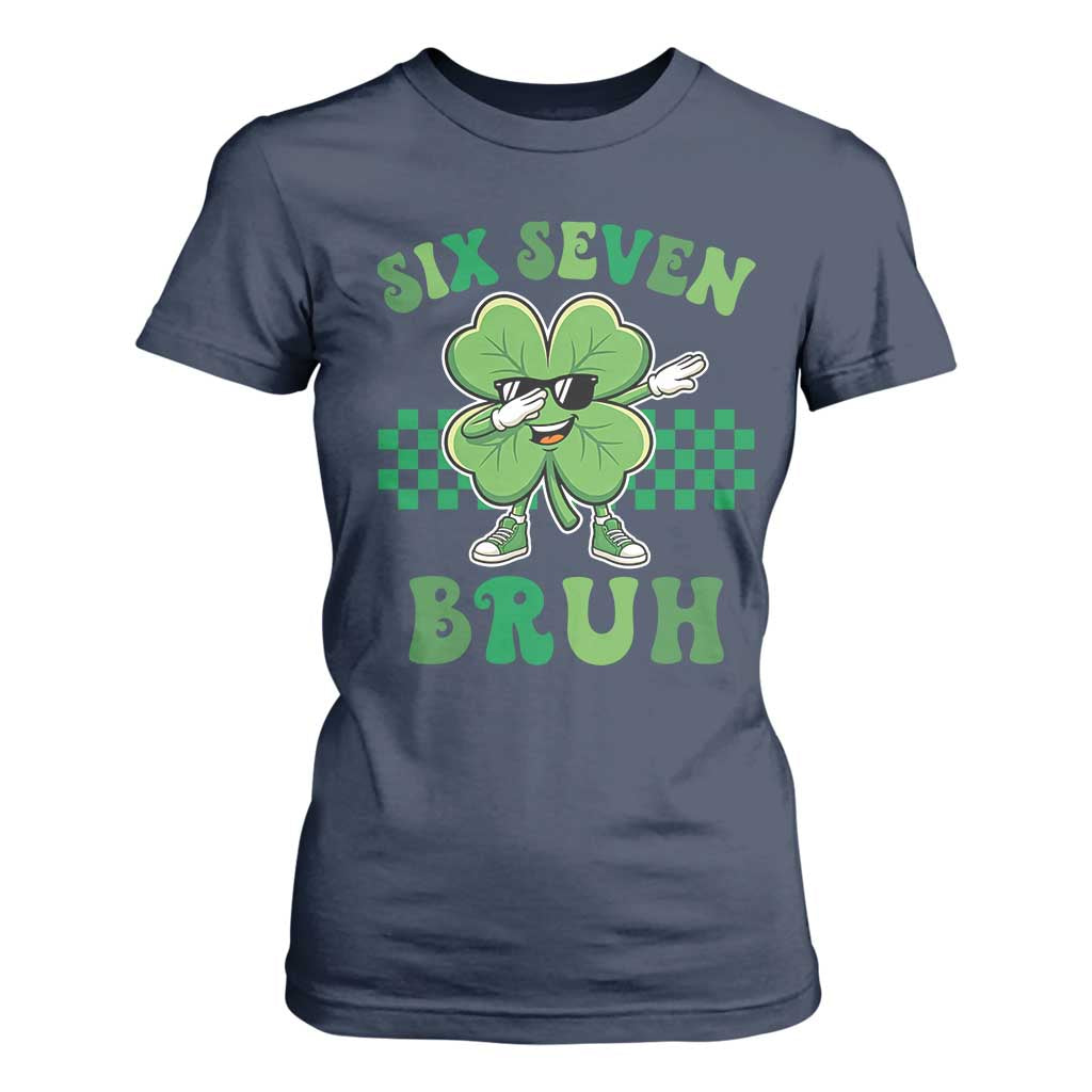 Funny 67 St Patricks Day T Shirt For Women Six Seven Bruh Dabbing Shamrock TS11 Navy Print Your Wear