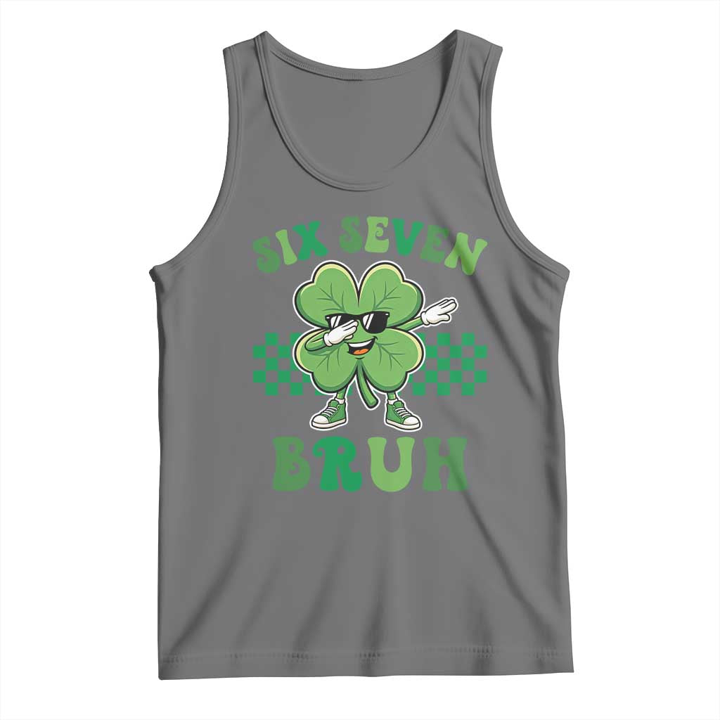Funny 67 St Patricks Day Tank Top Six Seven Bruh Dabbing Shamrock TS11 Black Heather Print Your Wear