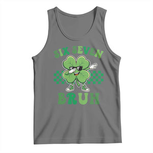 Funny 67 St Patricks Day Tank Top Six Seven Bruh Dabbing Shamrock TS11 Black Heather Print Your Wear
