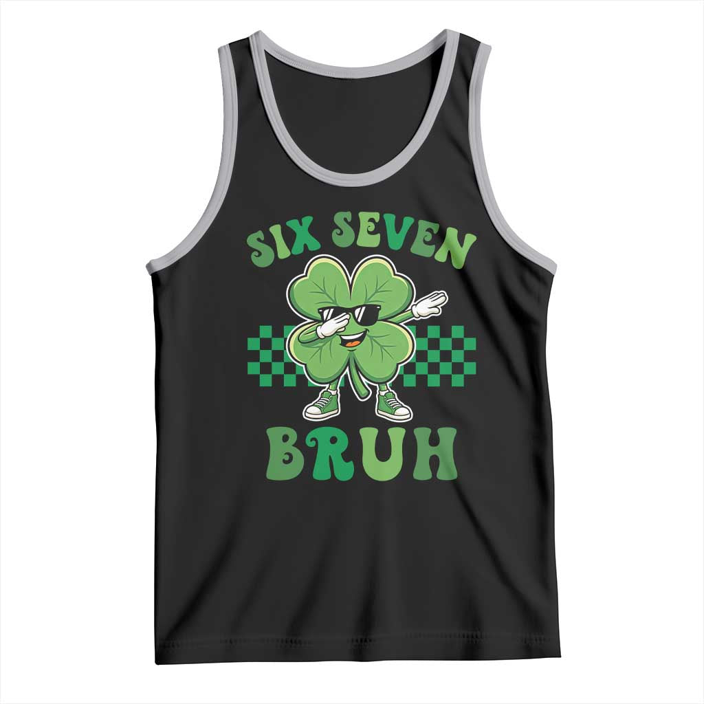Funny 67 St Patricks Day Tank Top Six Seven Bruh Dabbing Shamrock TS11 Black Athletic Heather Print Your Wear