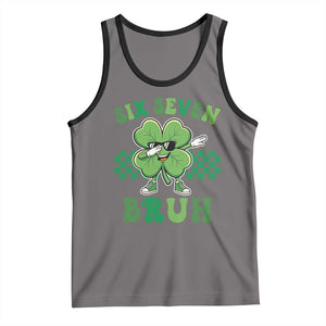 Funny 67 St Patricks Day Tank Top Six Seven Bruh Dabbing Shamrock TS11 Deep Heather Black Print Your Wear