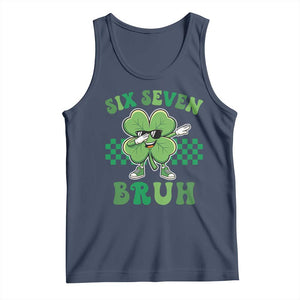 Funny 67 St Patricks Day Tank Top Six Seven Bruh Dabbing Shamrock TS11 Navy Print Your Wear