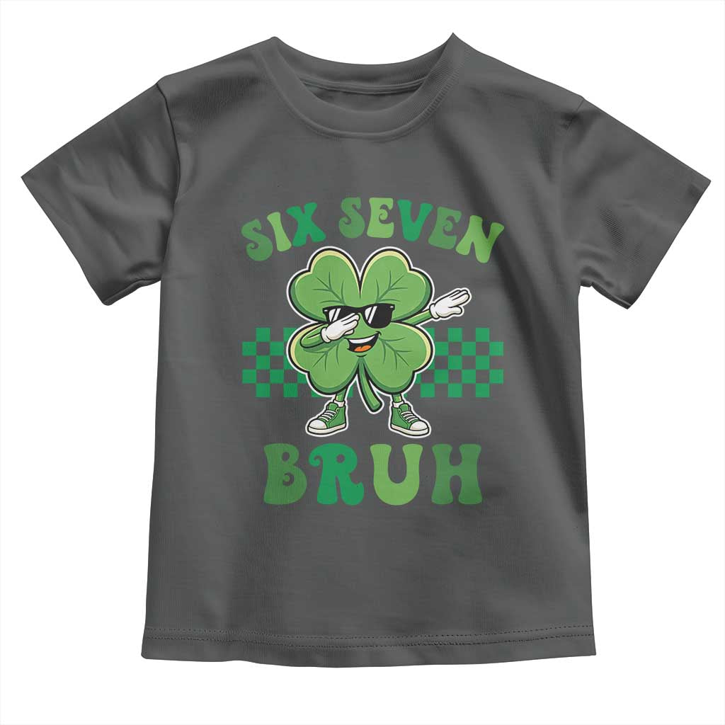 Funny 67 St Patricks Day Toddler T Shirt Six Seven Bruh Dabbing Shamrock TS11 Dark Heather Print Your Wear