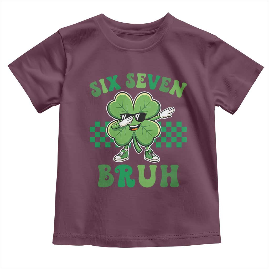 Funny 67 St Patricks Day Toddler T Shirt Six Seven Bruh Dabbing Shamrock TS11 Maroon Print Your Wear