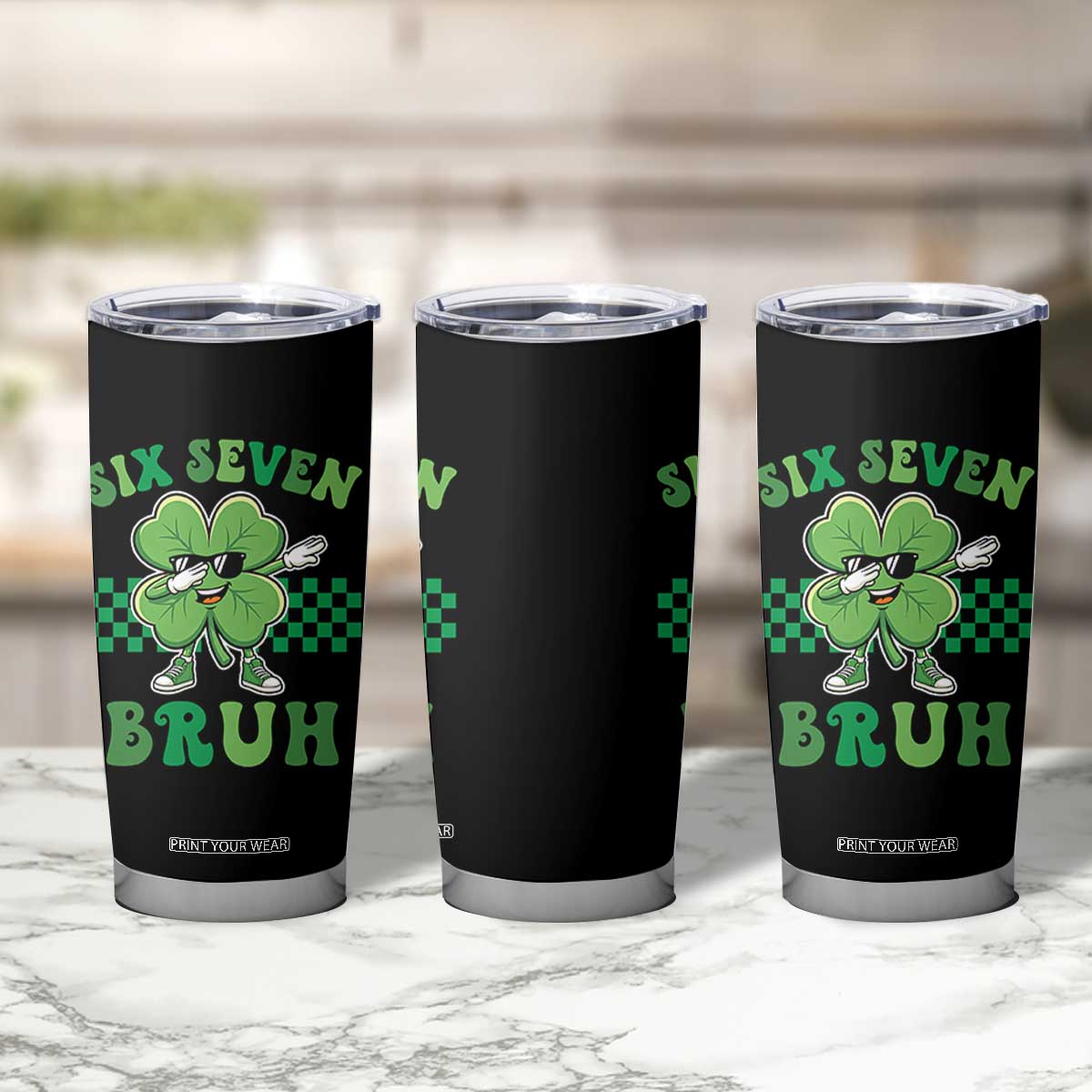 Funny 67 St Patricks Day Tumbler Cup Six Seven Bruh Dabbing Shamrock TS11 Print Your Wear