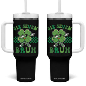 Funny 67 St Patricks Day Tumbler With Handle Six Seven Bruh Dabbing Shamrock TS11 One Size: 40 oz Black Print Your Wear
