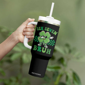 Funny 67 St Patricks Day Tumbler With Handle Six Seven Bruh Dabbing Shamrock TS11 Print Your Wear
