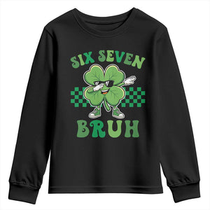 Funny 67 St Patricks Day Youth Sweatshirt Six Seven Bruh Dabbing Shamrock TS11 Black Print Your Wear
