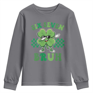 Funny 67 St Patricks Day Youth Sweatshirt Six Seven Bruh Dabbing Shamrock TS11 Charcoal Print Your Wear