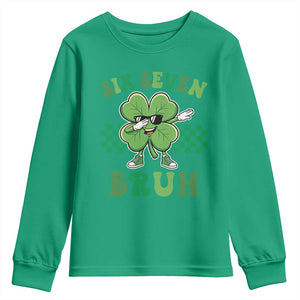 Funny 67 St Patricks Day Youth Sweatshirt Six Seven Bruh Dabbing Shamrock TS11 Irish Green Print Your Wear
