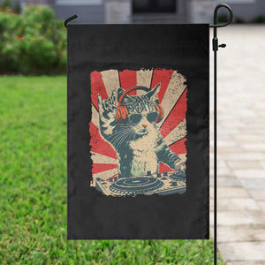 Funny DJ Cat with Headphones Retro Music Lover Garden Flag TS11 Print Your Wear
