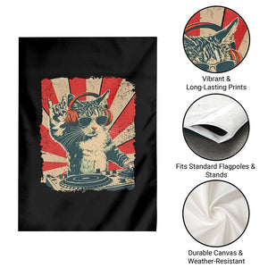 Funny DJ Cat with Headphones Retro Music Lover Garden Flag TS11 Print Your Wear